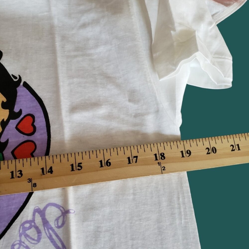 Betty Boop Graphic T-Shirt Cartoon Print Short Sleeve White Large - Picture 2 of 5